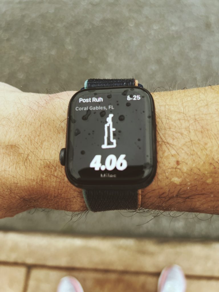 Apple Watch, 4-mile run, Coral Gables, Miami
